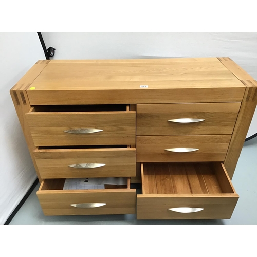 223 - MODERN LIGHT OAK 6 DRAWER BEDROOM CHEST