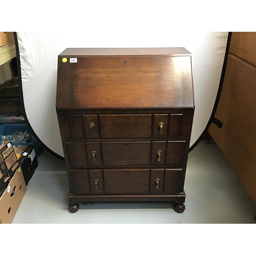 240 - OAK 3 DRAWER FITTED BUREAU 29