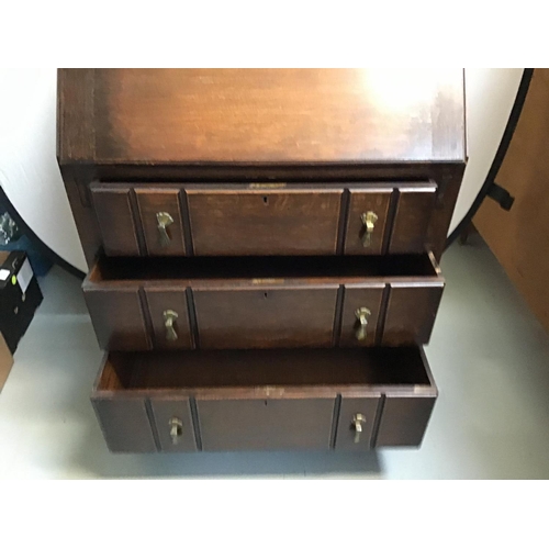 240 - OAK 3 DRAWER FITTED BUREAU 29