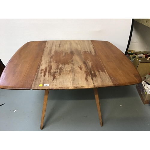 242 - ERCOL DROP LEAF KITCHEN TABLE AND 6 MATCHING CHAIRS A/F