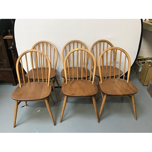 242 - ERCOL DROP LEAF KITCHEN TABLE AND 6 MATCHING CHAIRS A/F