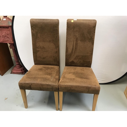 257 - PAIR OF SUEDE UPHOLSTERED DINING CHAIRS