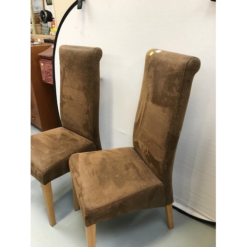 257 - PAIR OF SUEDE UPHOLSTERED DINING CHAIRS