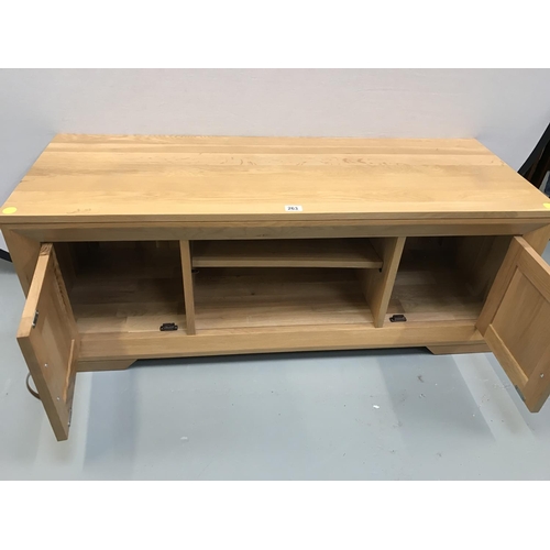 263 - LIGHT OAK FLAT SCREEN TV STAND WITH 2 DOORS 49