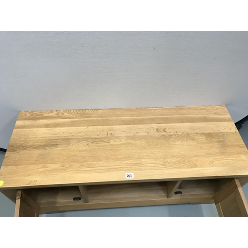 263 - LIGHT OAK FLAT SCREEN TV STAND WITH 2 DOORS 49