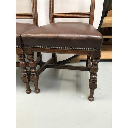 273 - 4 OAK STRETCHERED DINING CHAIRS