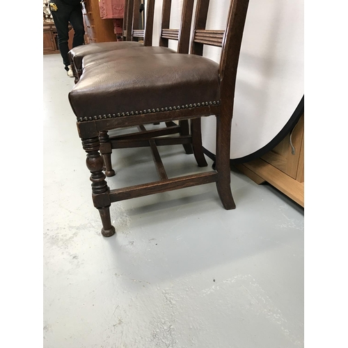 273 - 4 OAK STRETCHERED DINING CHAIRS