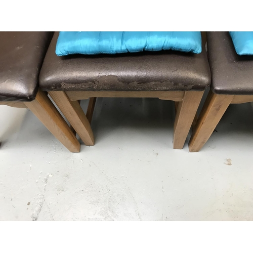 276 - 4 STRETCHERED OAK MODERN DINING CHAIRS A/F