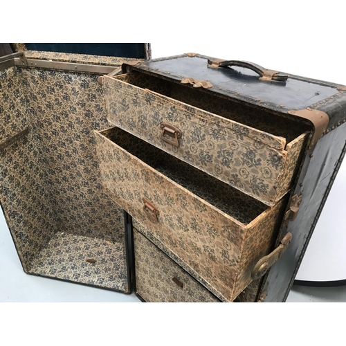 279 - VINTAGE FITTED TRAVELLERS TRUNK - 23