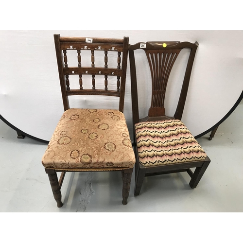 286 - GEORGIAN DINING CHAIR A/F AND EDWARDIAN DINING CHAIR