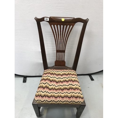 286 - GEORGIAN DINING CHAIR A/F AND EDWARDIAN DINING CHAIR