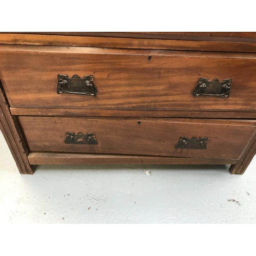 296 - EDWARDIAN SATINWOOD CHEST 3 DRAWERS A/F (Loose Top)