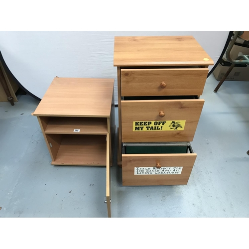 299 - 3 DRAWER MODERN BEDROM CHEST & BEDSIDE CABINET