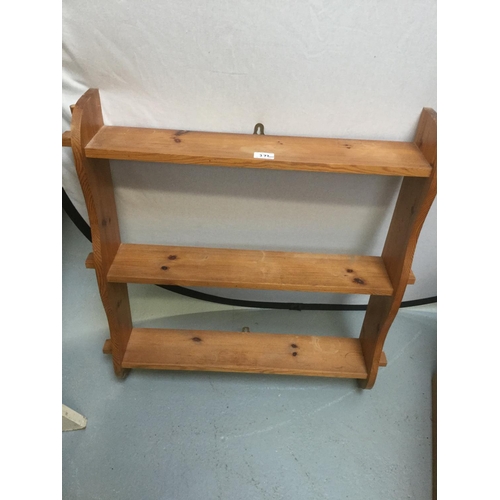 372 - 2 PINE WALL SHELVES, PAINTED MIRROR