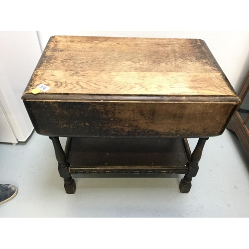 378 - PRIORY OAK DROP LEAF TEA TROLLEY & SMALL BOOKCASE