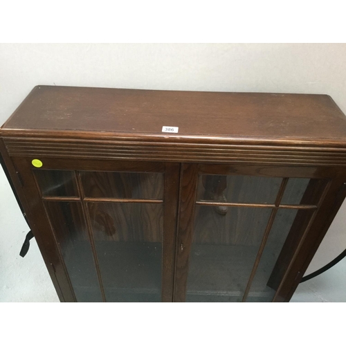 386 - OAK DISPLAY CABINET 10