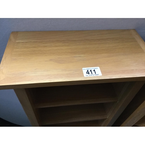 411 - PAIR OF LIGHT OAK CD RACKS - 1 A/F - 45