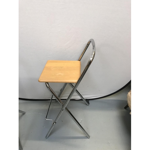 304 - 4 FOLDING CHROME KITCHEN STOOLS