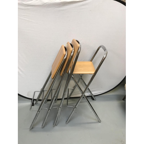 304 - 4 FOLDING CHROME KITCHEN STOOLS