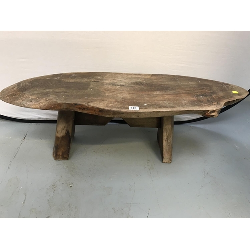 318 - YEW WOOD COFFEE TABLE A/F & 2 CHAIRS