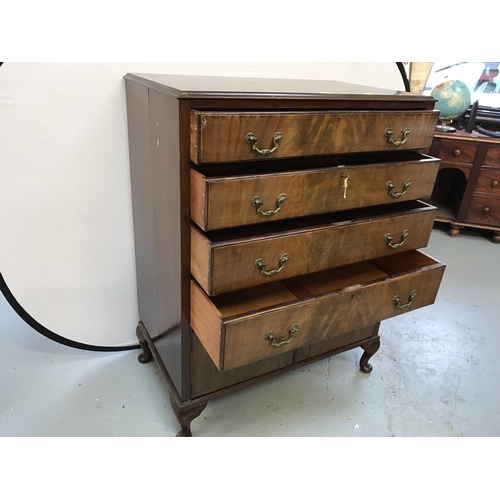 319 - WALNUT VENEERED 4 DRAWER OVER 2 DOOR BEDROOM CHEST 36