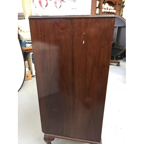 319 - WALNUT VENEERED 4 DRAWER OVER 2 DOOR BEDROOM CHEST 36