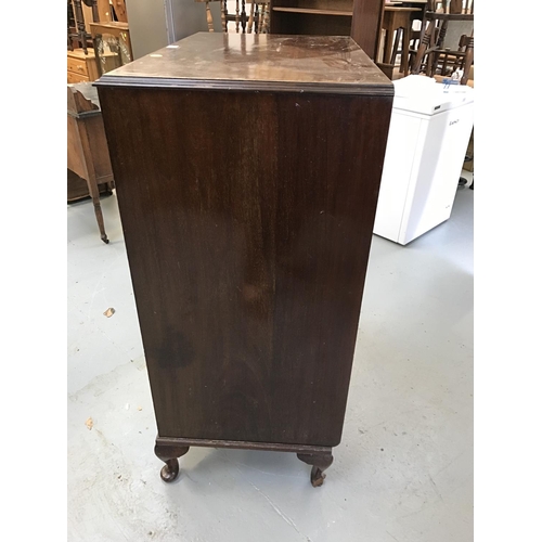 319 - WALNUT VENEERED 4 DRAWER OVER 2 DOOR BEDROOM CHEST 36