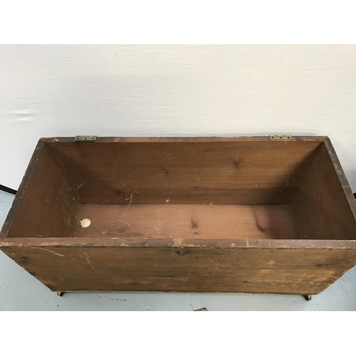 322 - VICTORIAN PINE BOX WITH UPHOLSTERED TOP - Top is Loose