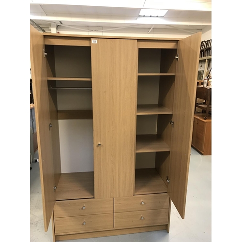 328 - MODERN 3 DOOR WARDROBE WITH 4 DRAWERS TO BASE