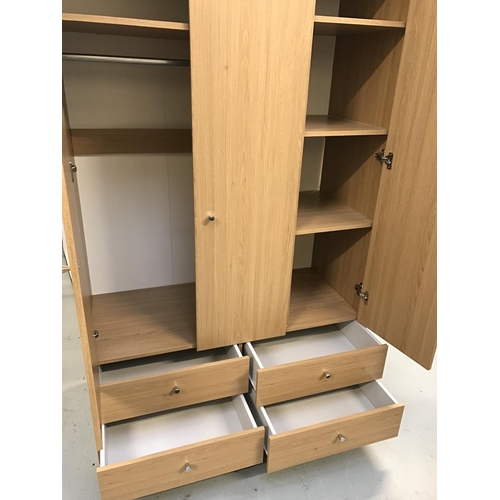 328 - MODERN 3 DOOR WARDROBE WITH 4 DRAWERS TO BASE