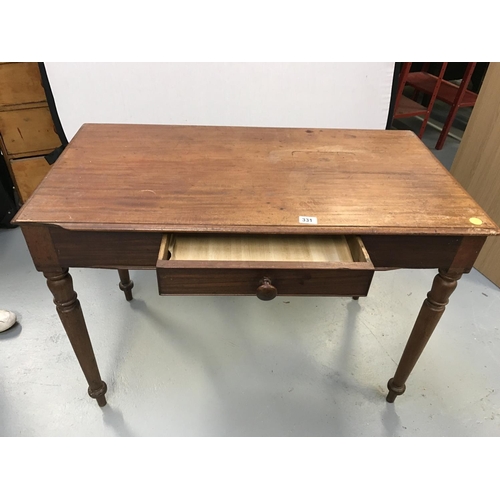 331 - VICTORIAN MAHOGANY WRITING TABLE WITH DRAWER A/F (Loose Top)