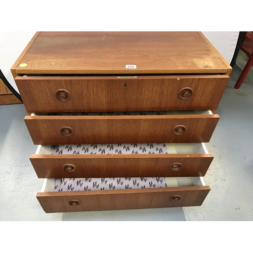 333 - VINTAGE 4 DRAWER BEDROOM CHEST A/F