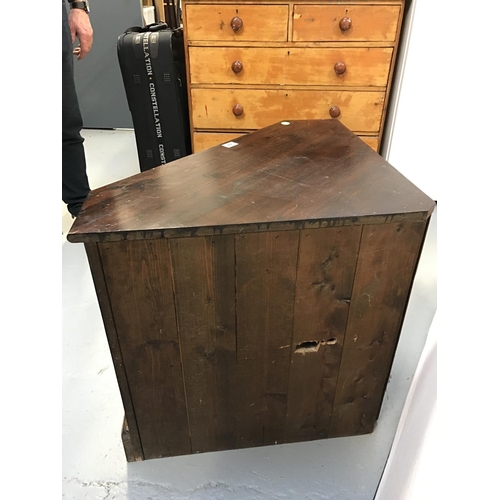 344 - STAINED PINE CORNER TV STAND WITH DRAWER