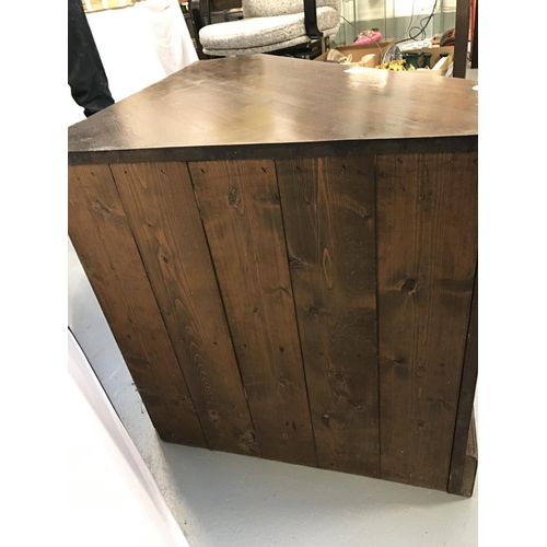 344 - STAINED PINE CORNER TV STAND WITH DRAWER