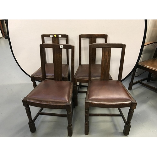 347 - 4 VINTAGE OAK DINING CHAIRS