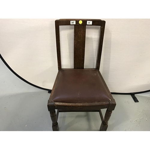 347 - 4 VINTAGE OAK DINING CHAIRS