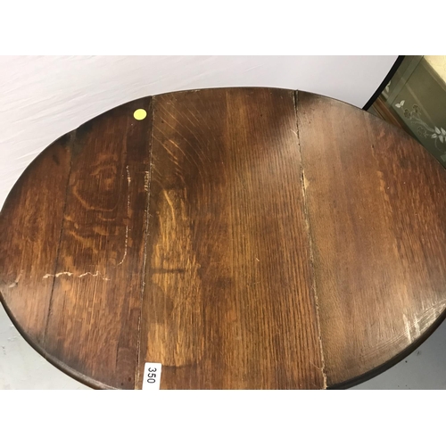 350 - SMALL OAK DROP LEAF TABLE A/F - Damage to one Leaf  - Height 29