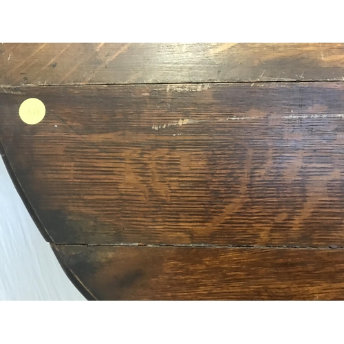 350 - SMALL OAK DROP LEAF TABLE A/F - Damage to one Leaf  - Height 29