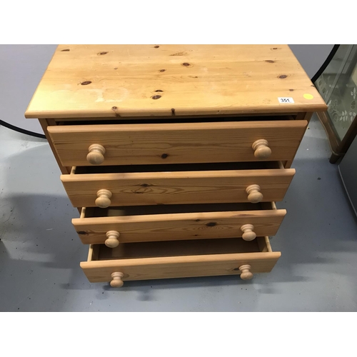 351 - MODERN PINE 4 DRAWER BEDROOM CHEST A/F