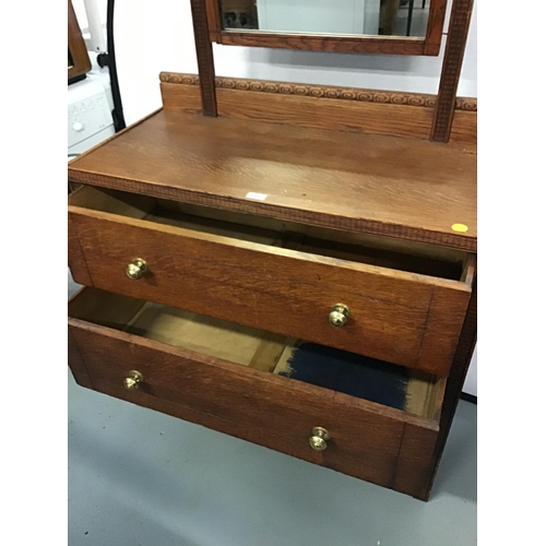 358 - VINTAGE OAK DRESSING TABLE WITH 2 DRAWERS