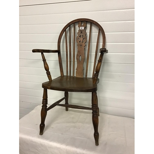 361 - OAK WHEELBACK ARMCHAIR