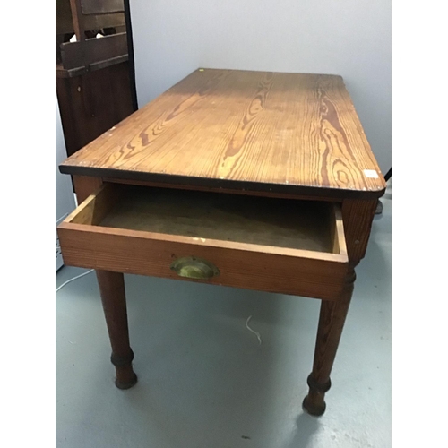 363 - VICTORIAN PITCH PINE KITCHEN TABLE A/F