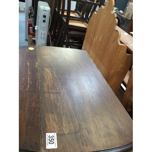 350 - SMALL OAK DROP LEAF TABLE A/F - Damage to one Leaf  - Height 29