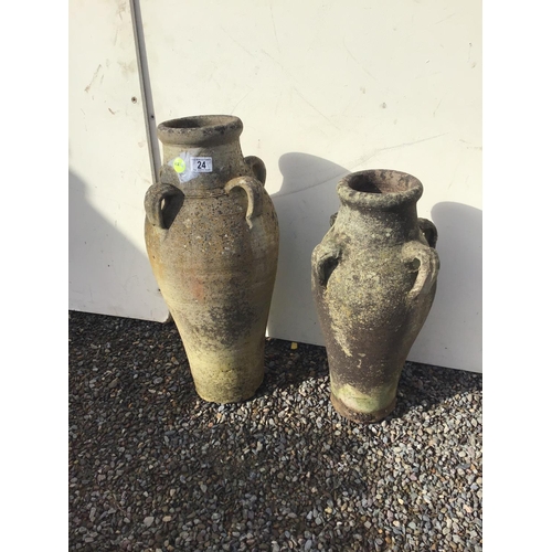 24 - 2 STONE WATER VESSELS/ GARDEN URNS