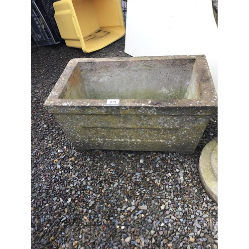 29 - PAIR OF CONCRETE GARDEN POTS GARDEN TROUGH AND A BIRD BATH