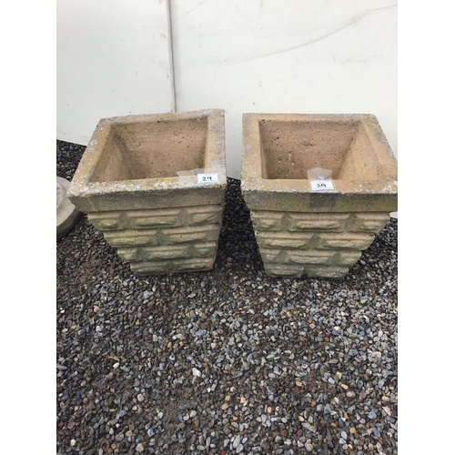 29 - PAIR OF CONCRETE GARDEN POTS GARDEN TROUGH AND A BIRD BATH