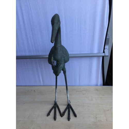 44 - METAL GARDEN HERON AND TOADSTOOL ORNAMENT