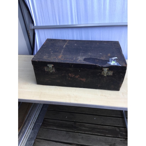 59 - METAL CHEST WITH BRASS FITTINGS
L 28