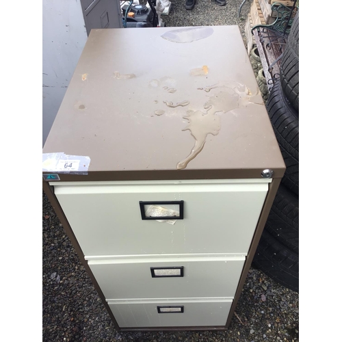 64 - 3 DRAWER METAL FILING CABINET- NO KEY