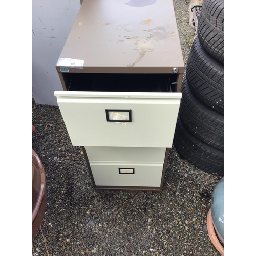 64 - 3 DRAWER METAL FILING CABINET- NO KEY